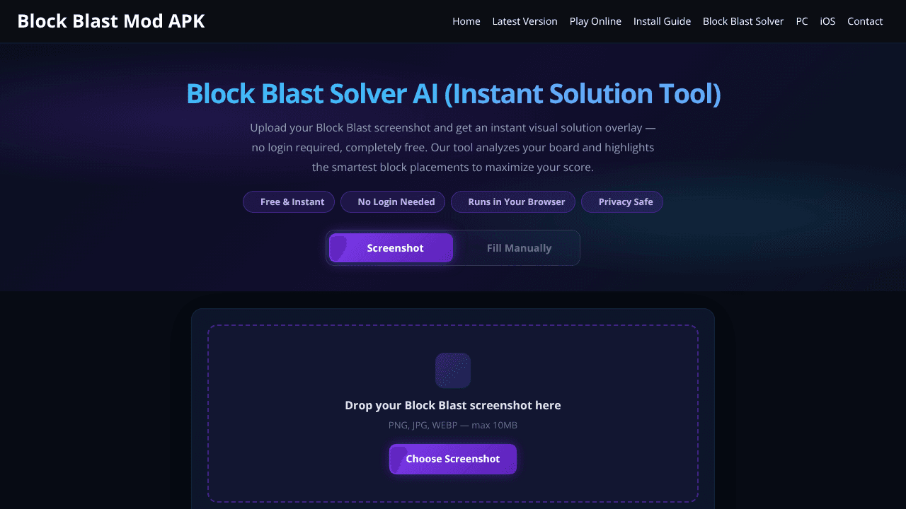 Block Blast Solver website screenshot