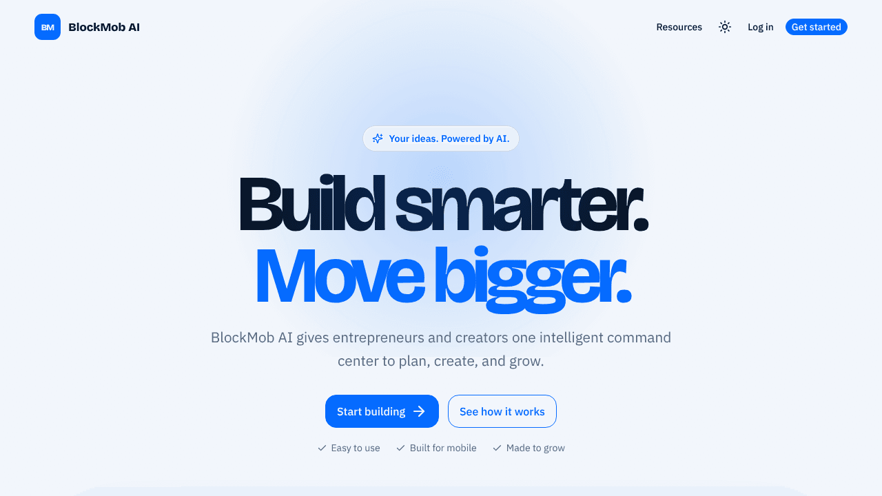 BlockMob AI website screenshot
