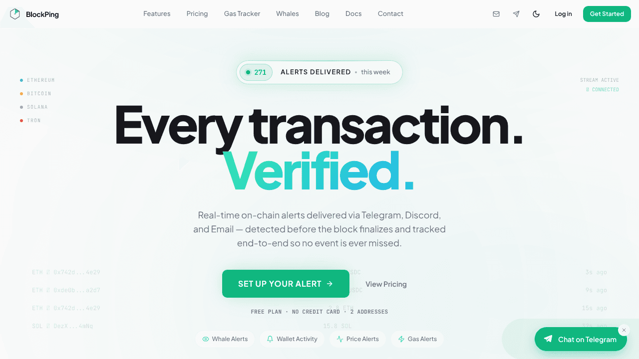 BlockPing website screenshot