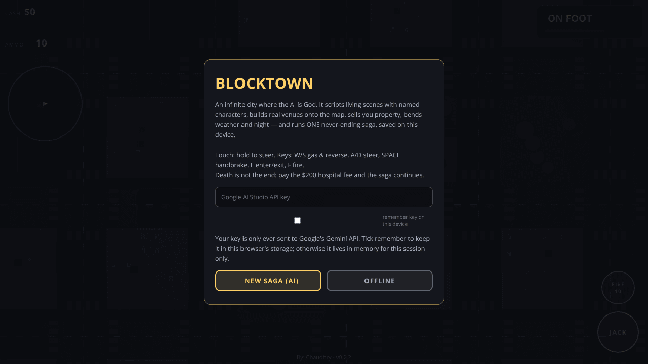 Blocktown Game - AI Controls the world website screenshot