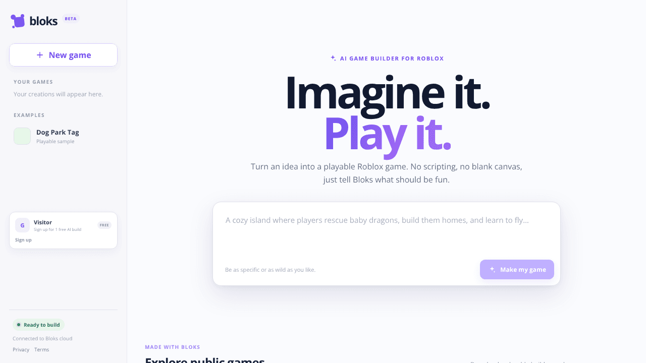 Bloks website screenshot