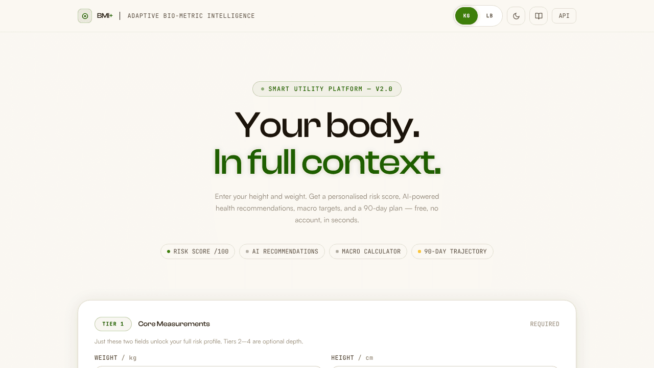 BMI+ website screenshot