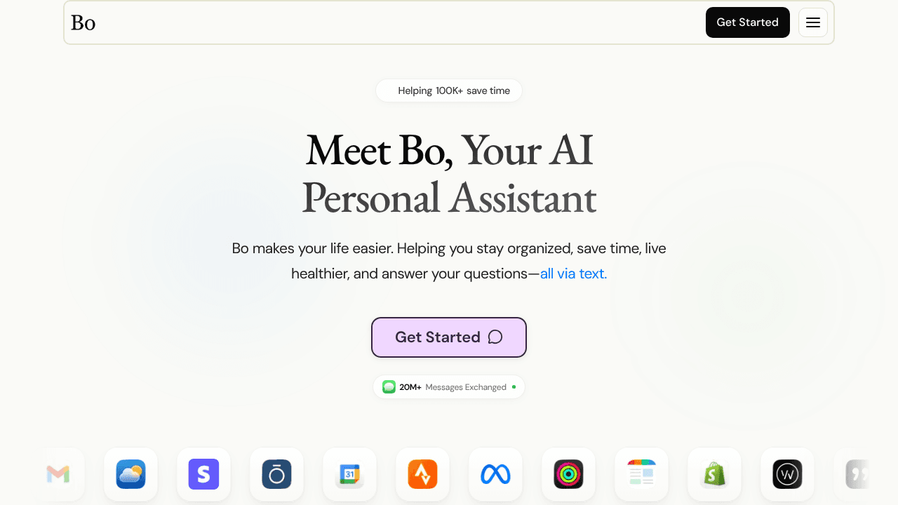 Bo AI website screenshot