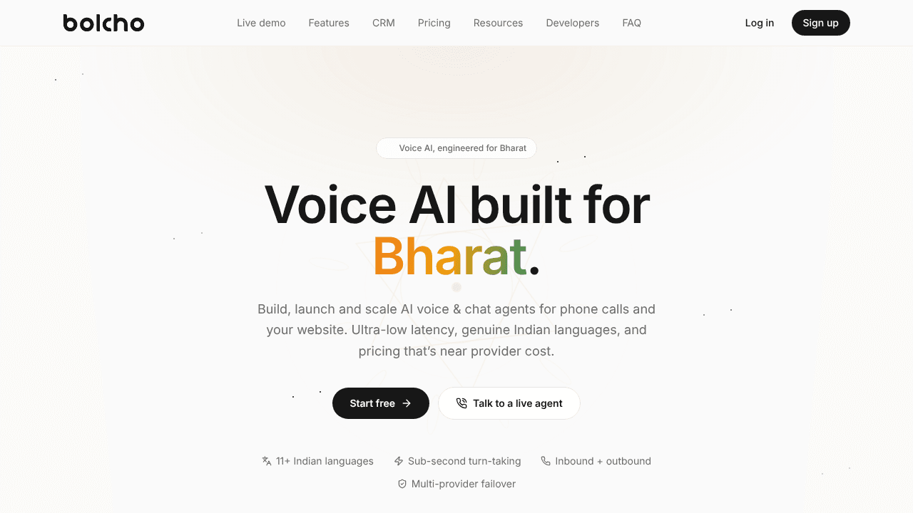 Bolcho AI website screenshot