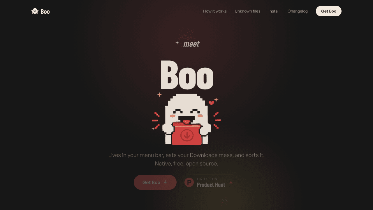 Boo website screenshot