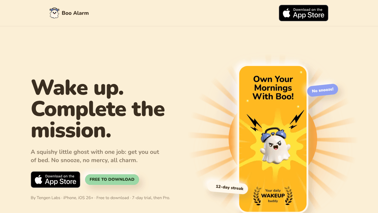 Boo Alarm website screenshot