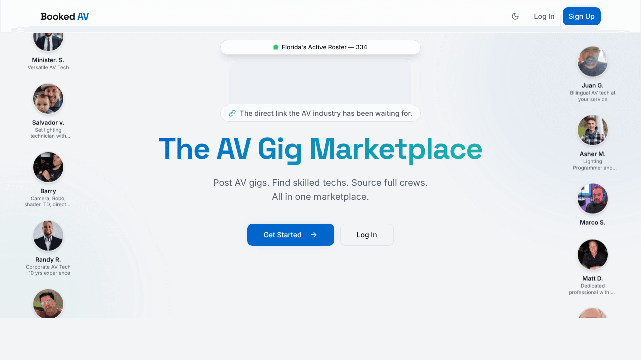 Booked AV website screenshot