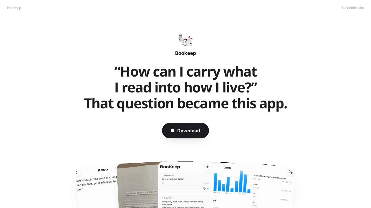 Bookeep website screenshot
