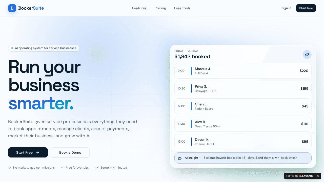 BookerSuite website screenshot