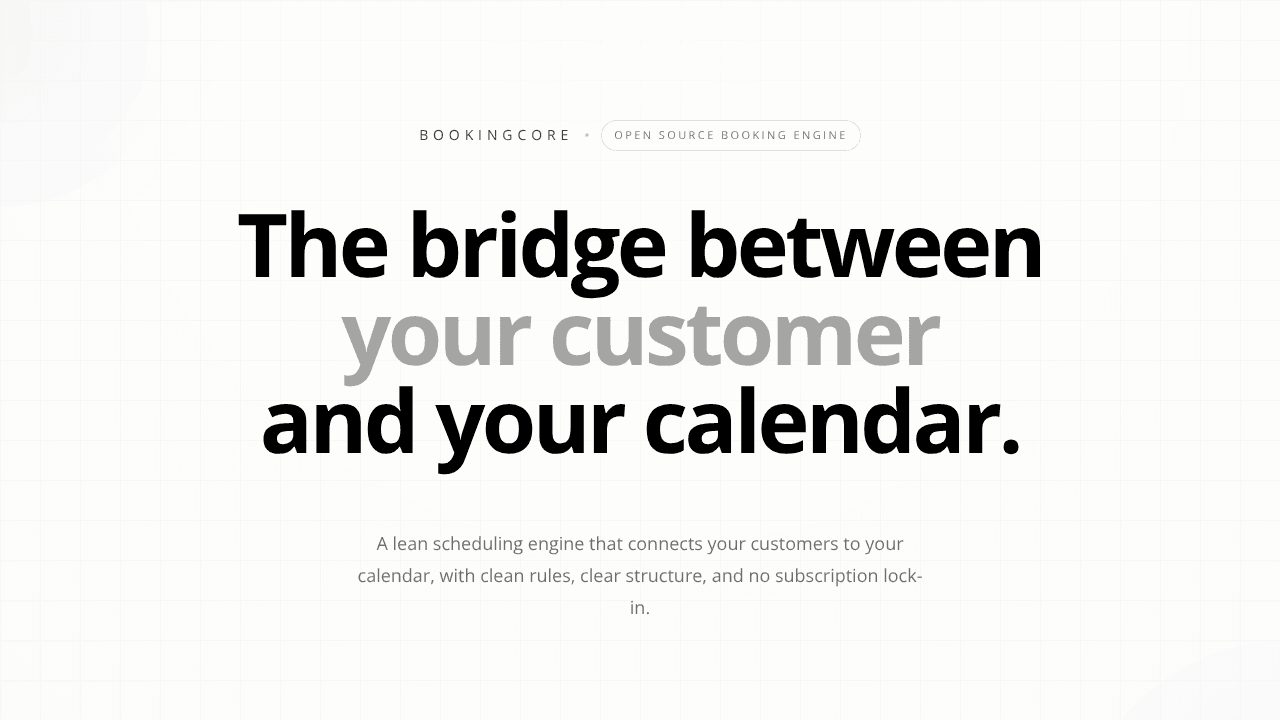 BookingCore website screenshot