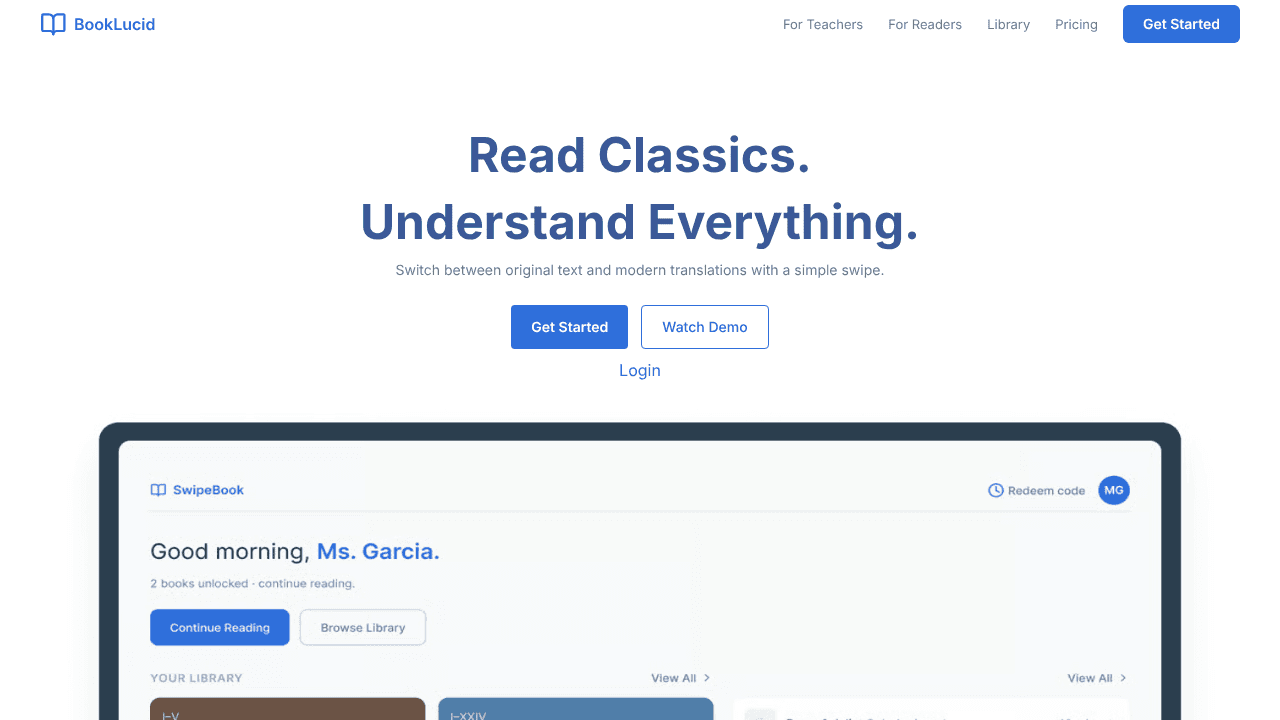 BookLucid website screenshot
