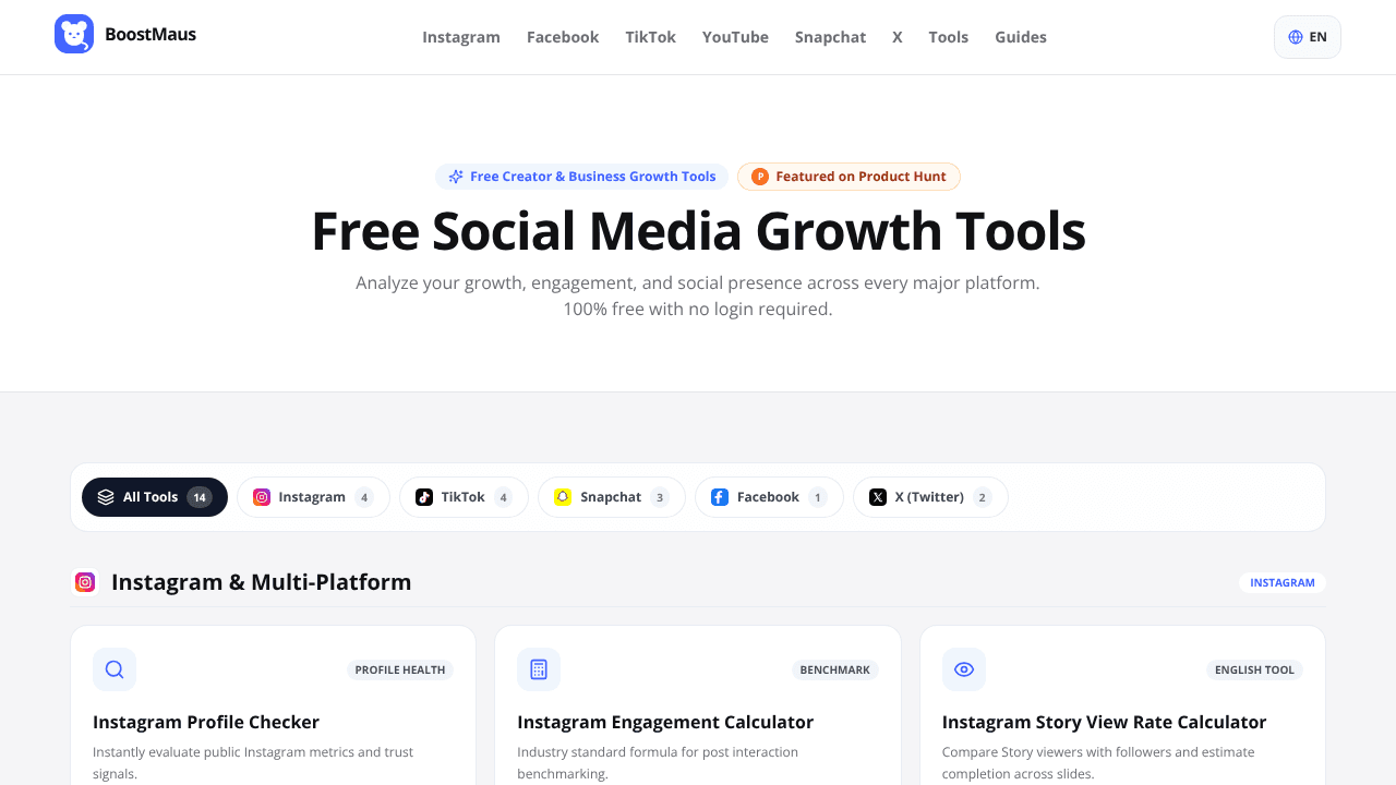BoostMaus Creator Tools website screenshot