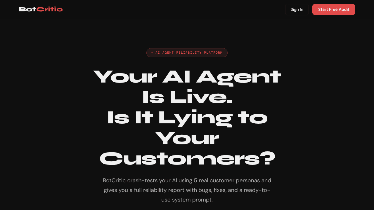 BotCritic website screenshot