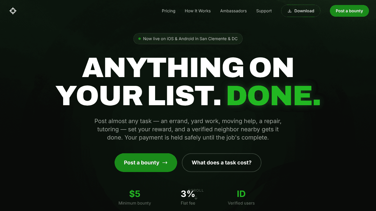 Bounty website screenshot