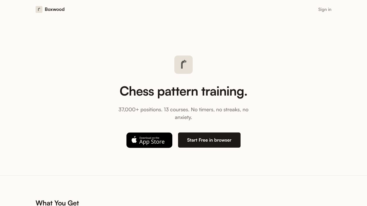 Boxwood Chess website screenshot
