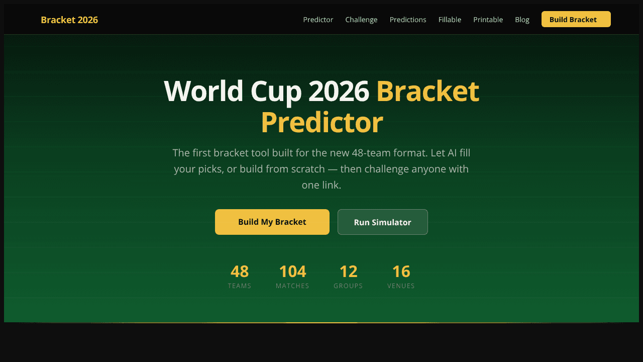 Bracket 2026 website screenshot