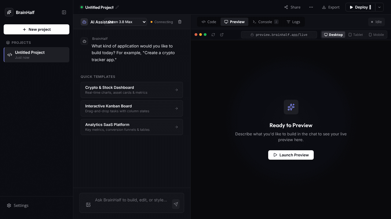 BrainHalf website screenshot