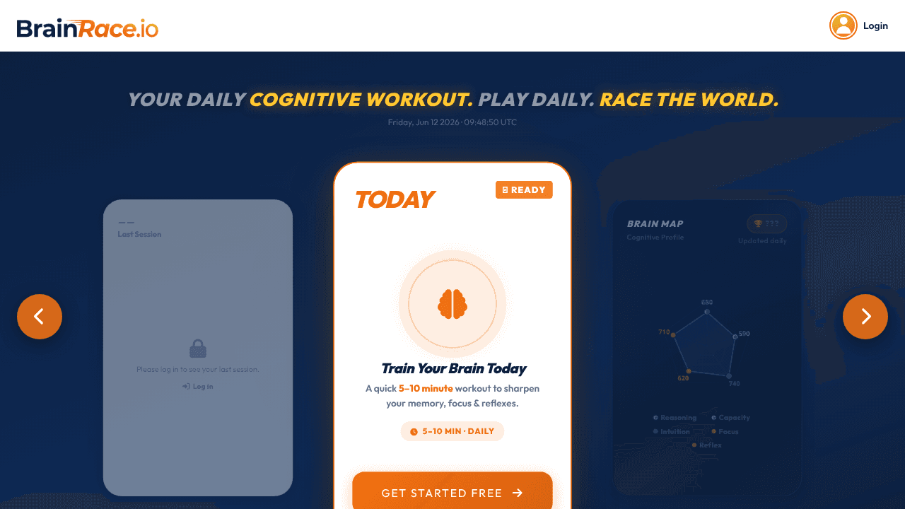 BrainRace.io website screenshot