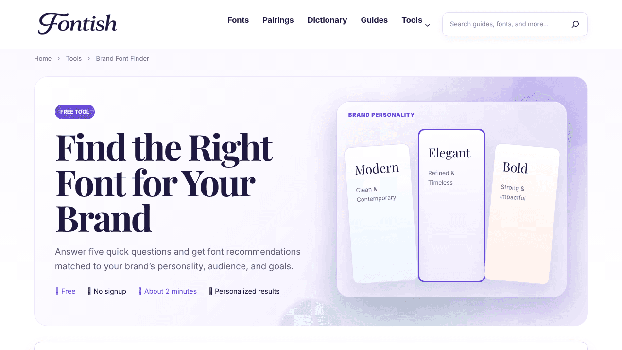 Brand Font Finder website screenshot