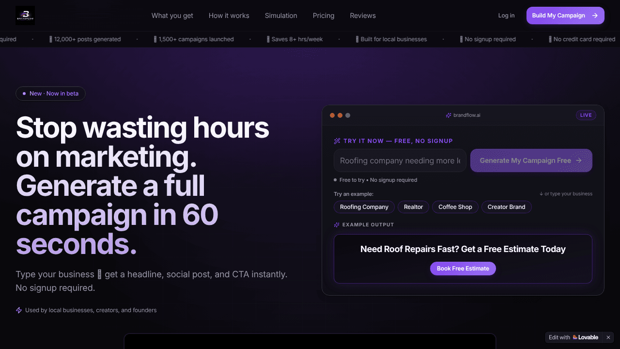 BrandFlow website screenshot