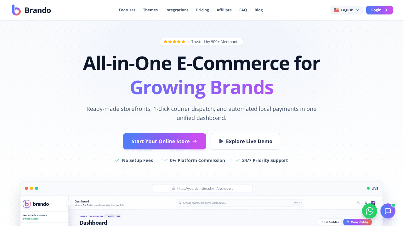 Brando — E-Commerce Platform website screenshot