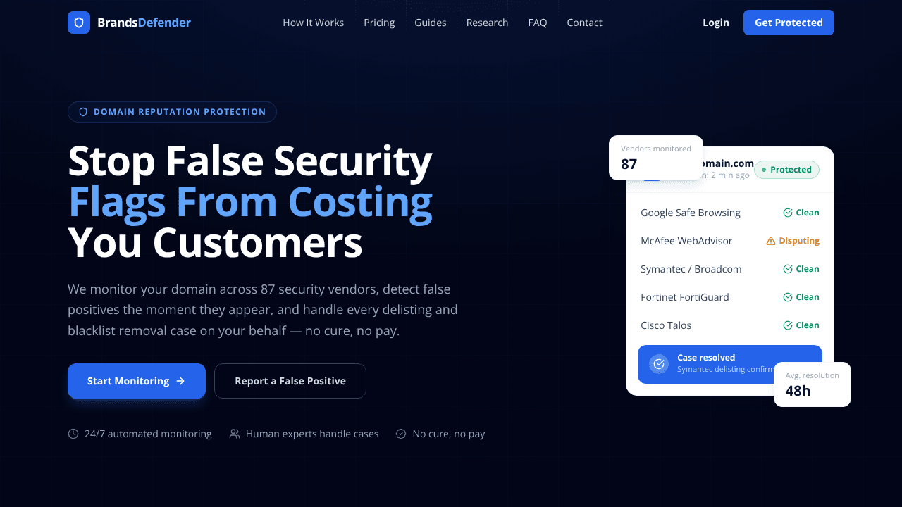 BrandsDefender.com | Domain Delisting website screenshot