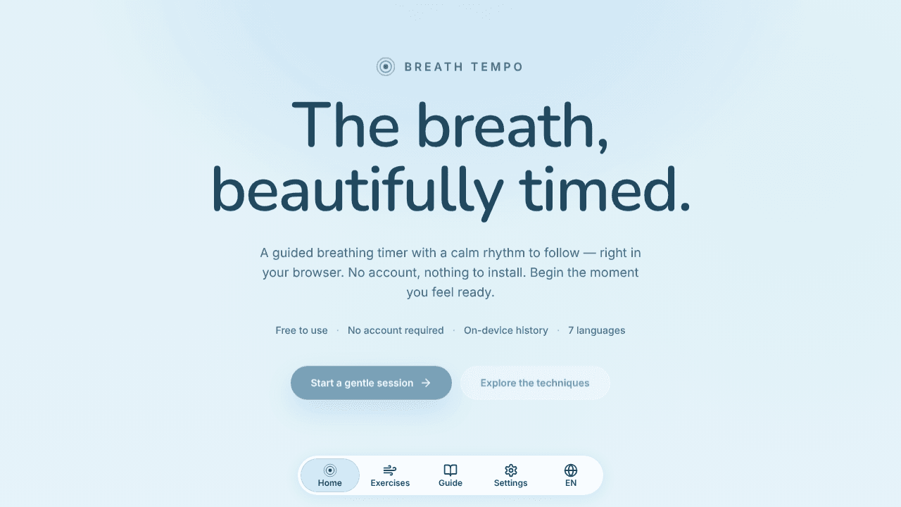Breath Tempo website screenshot