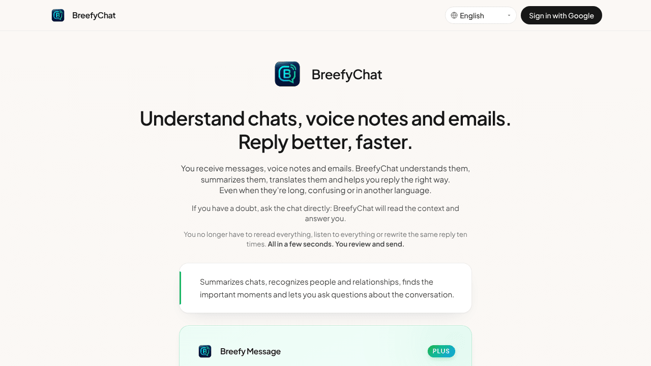 BreefyChat website screenshot
