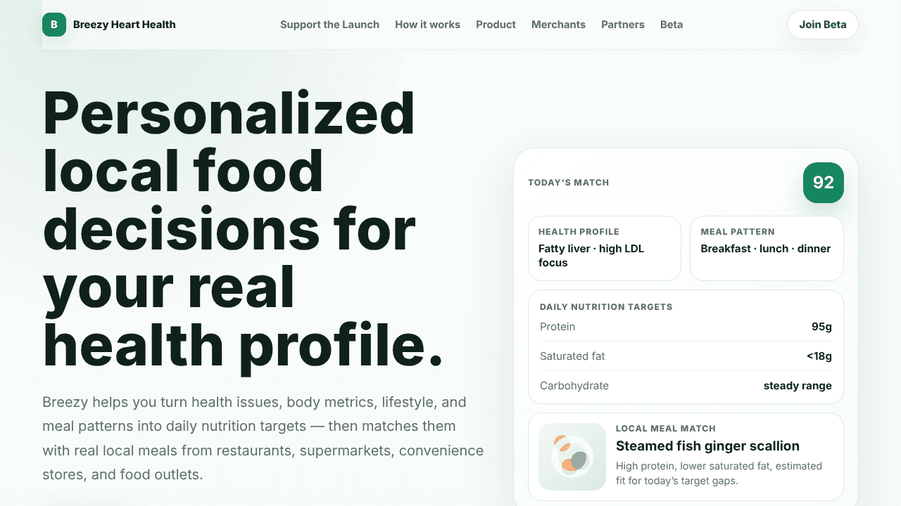Breezy Heart website screenshot