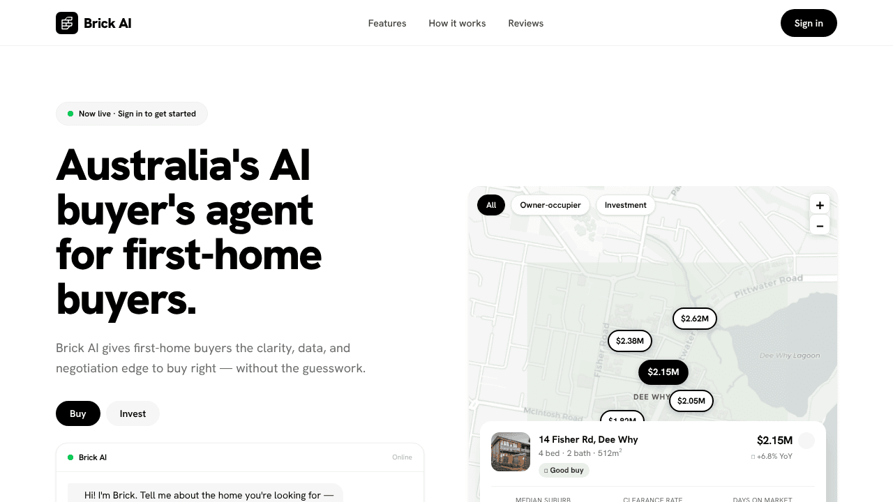 Brick AI website screenshot