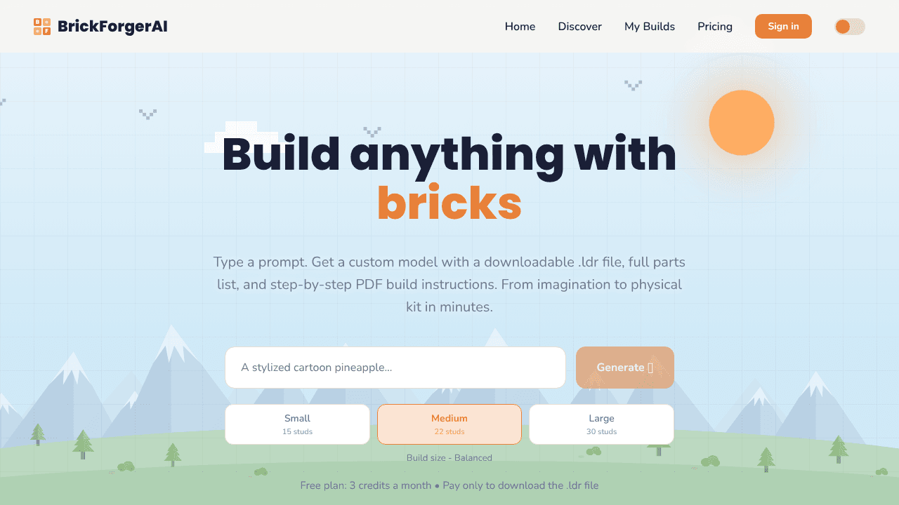 BrickForgerAI website screenshot