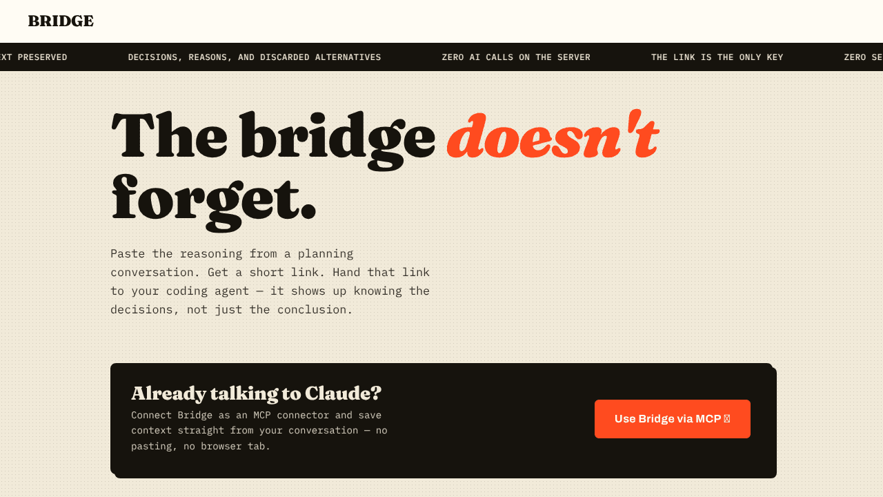 Bridge website screenshot