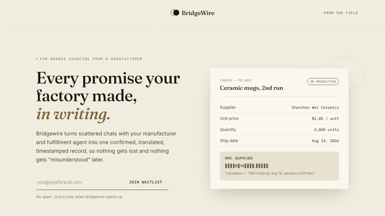 Bridgewire website screenshot