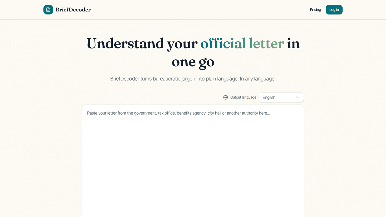 BriefDecoder website screenshot