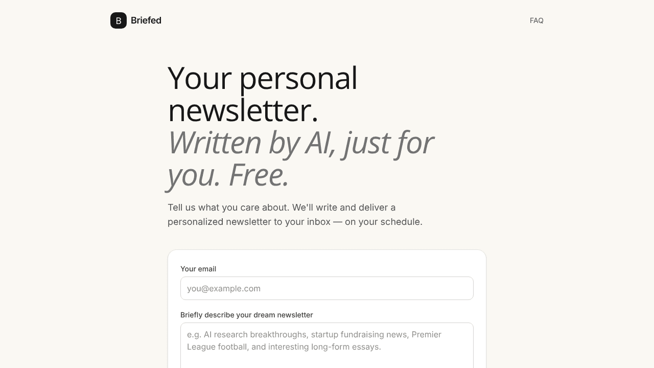 Briefed website screenshot