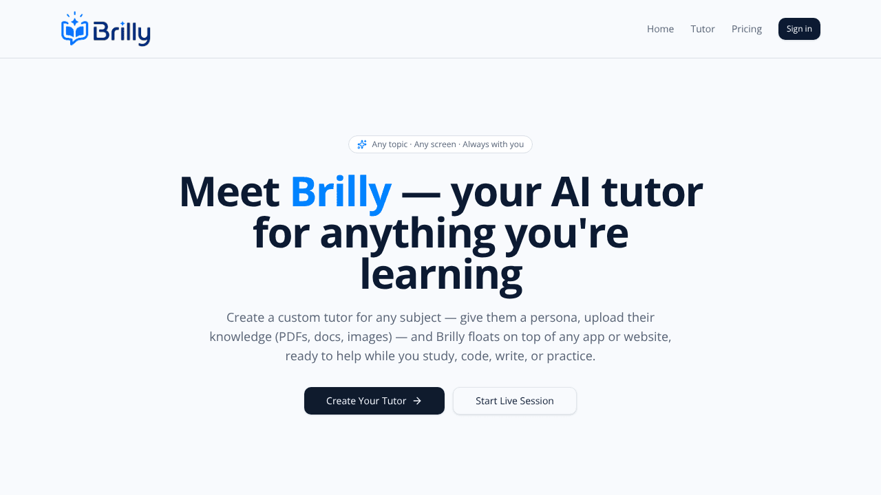 BrillyBot website screenshot
