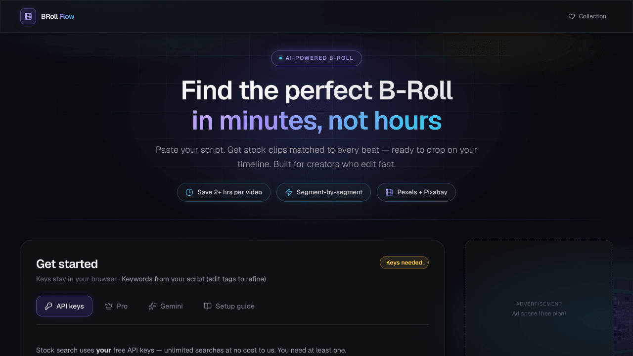 BRoll Flow website screenshot