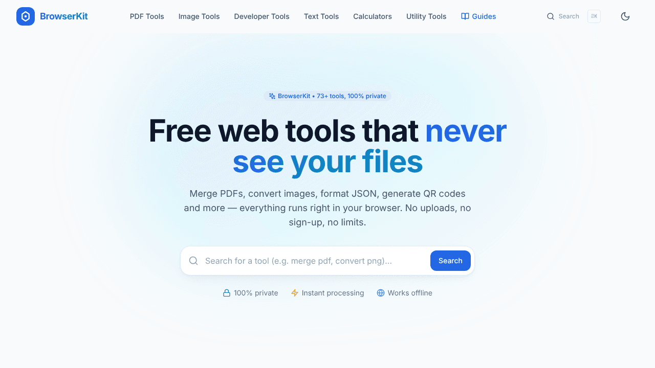 BrowserKit — Web Tools website screenshot