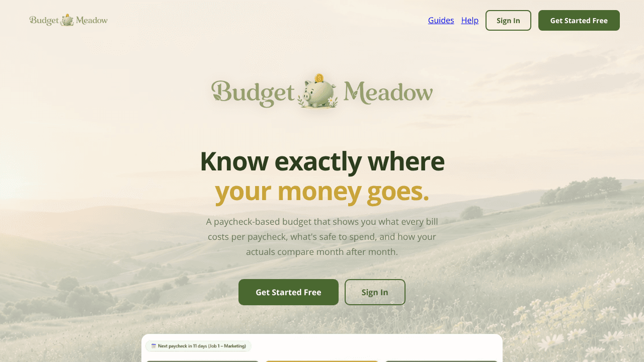 BudgetMeadow website screenshot