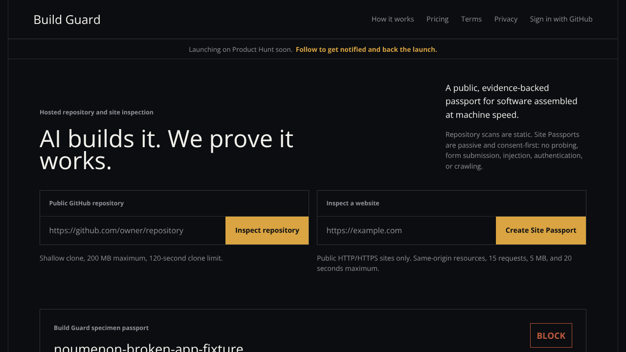 Build Guard website screenshot