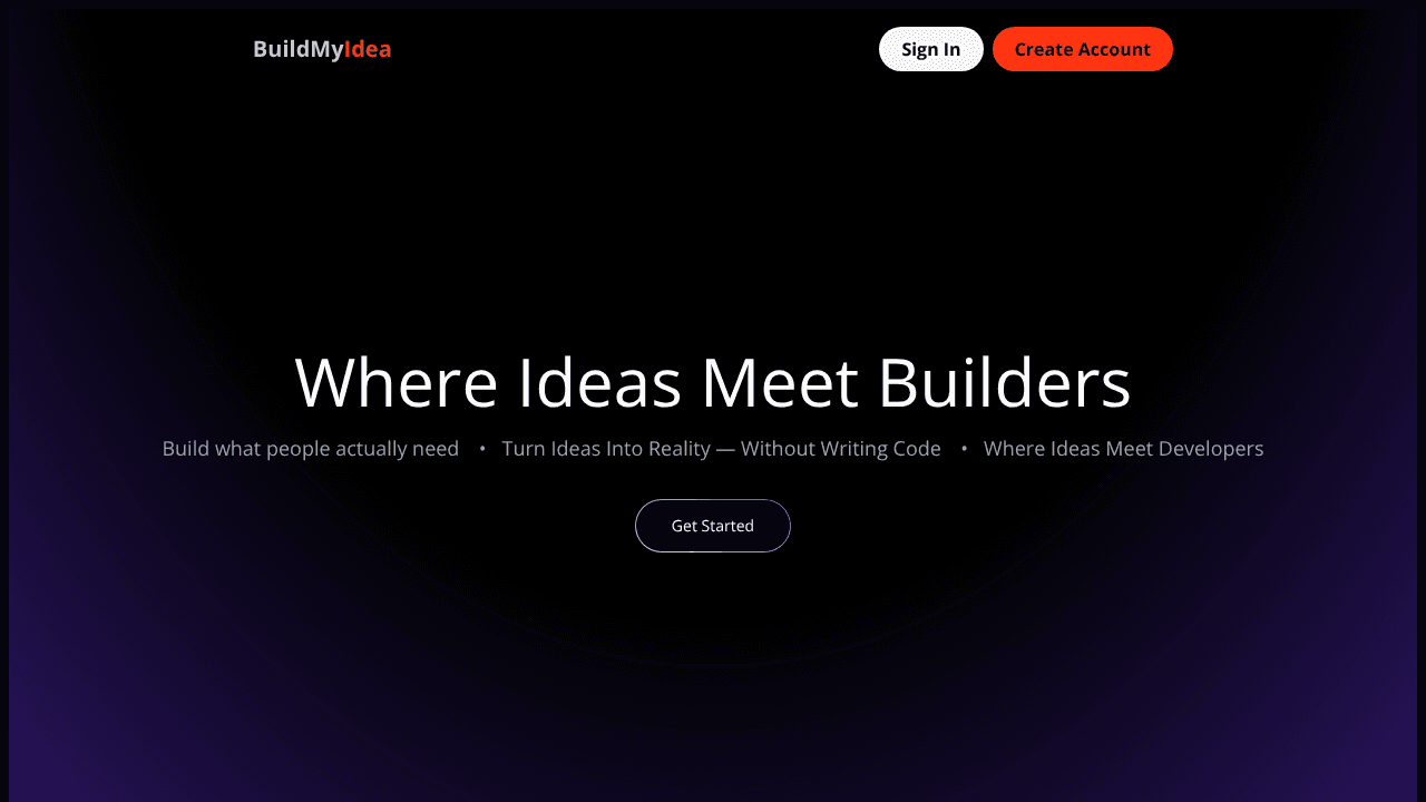 Build My Idea website screenshot