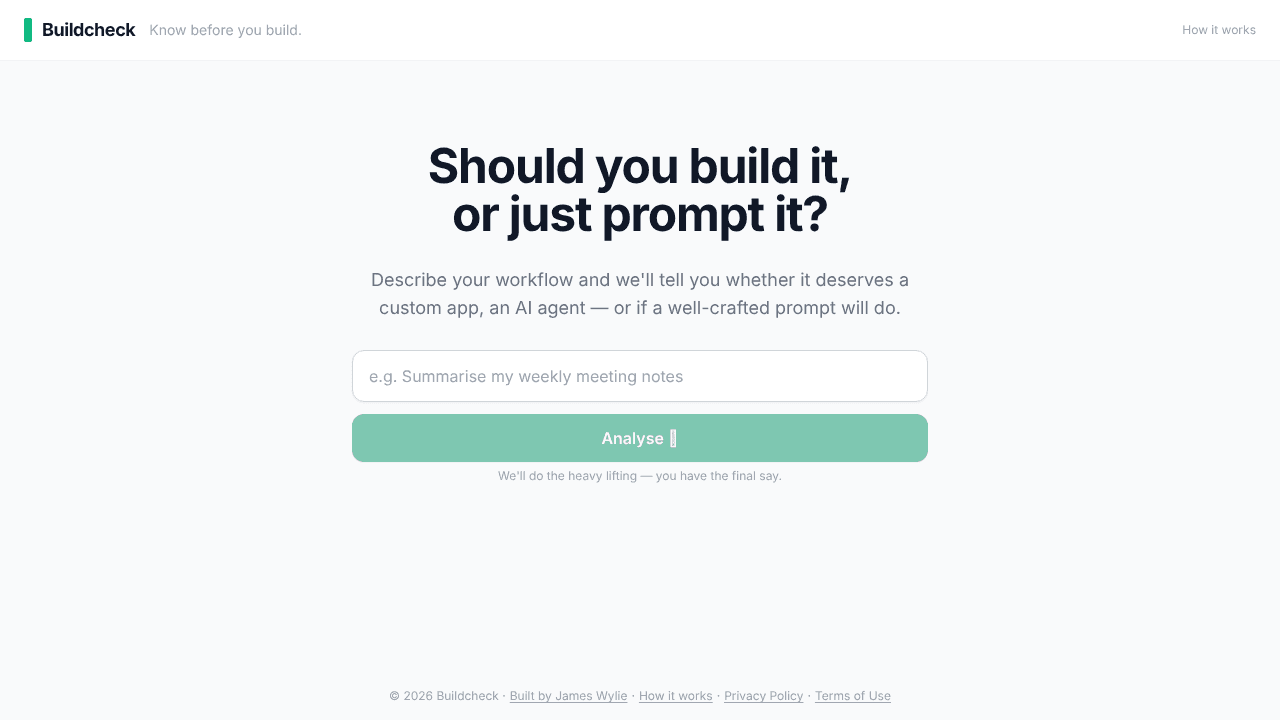 Buildcheck website screenshot