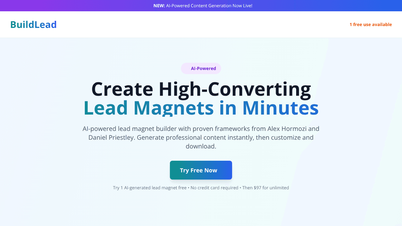 Buildlead website screenshot