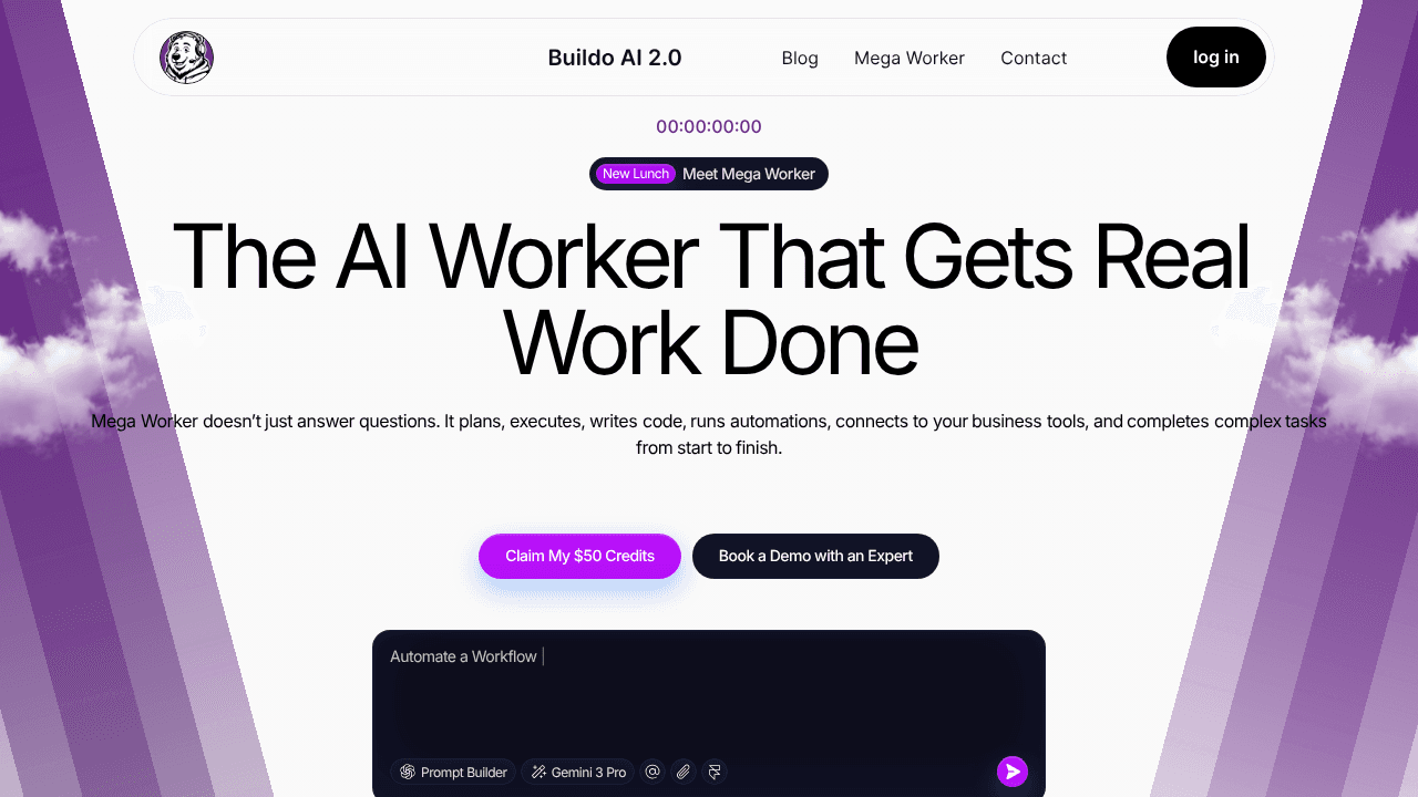 Buildo 2.0 Mega Worker website screenshot