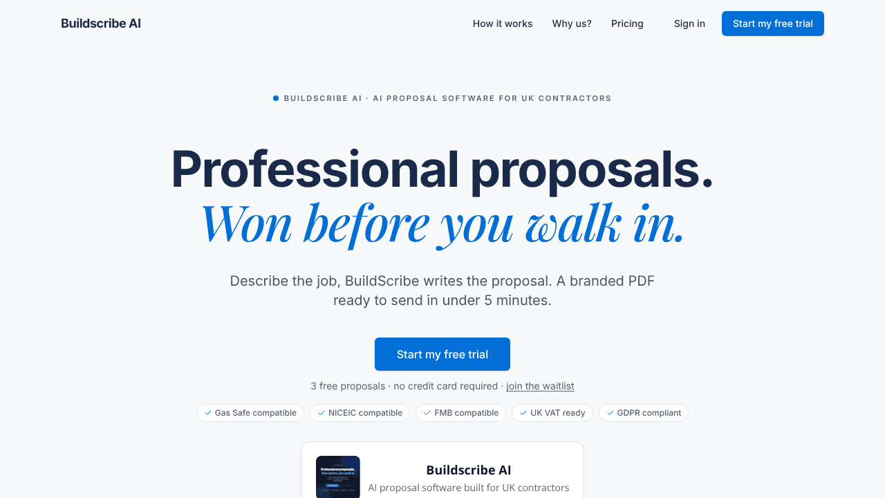 Buildscribe AI website screenshot