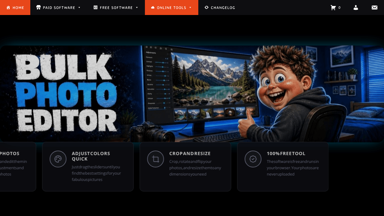 Bulk Photo Editor website screenshot