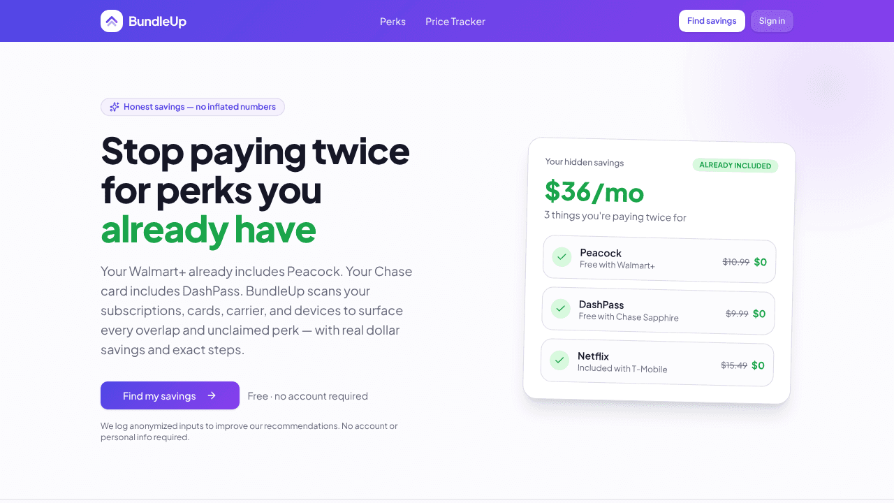 BundleUp website screenshot