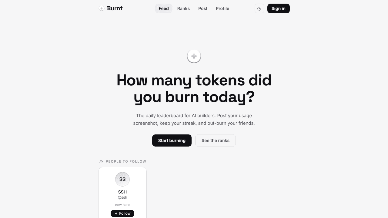 Burnt website screenshot