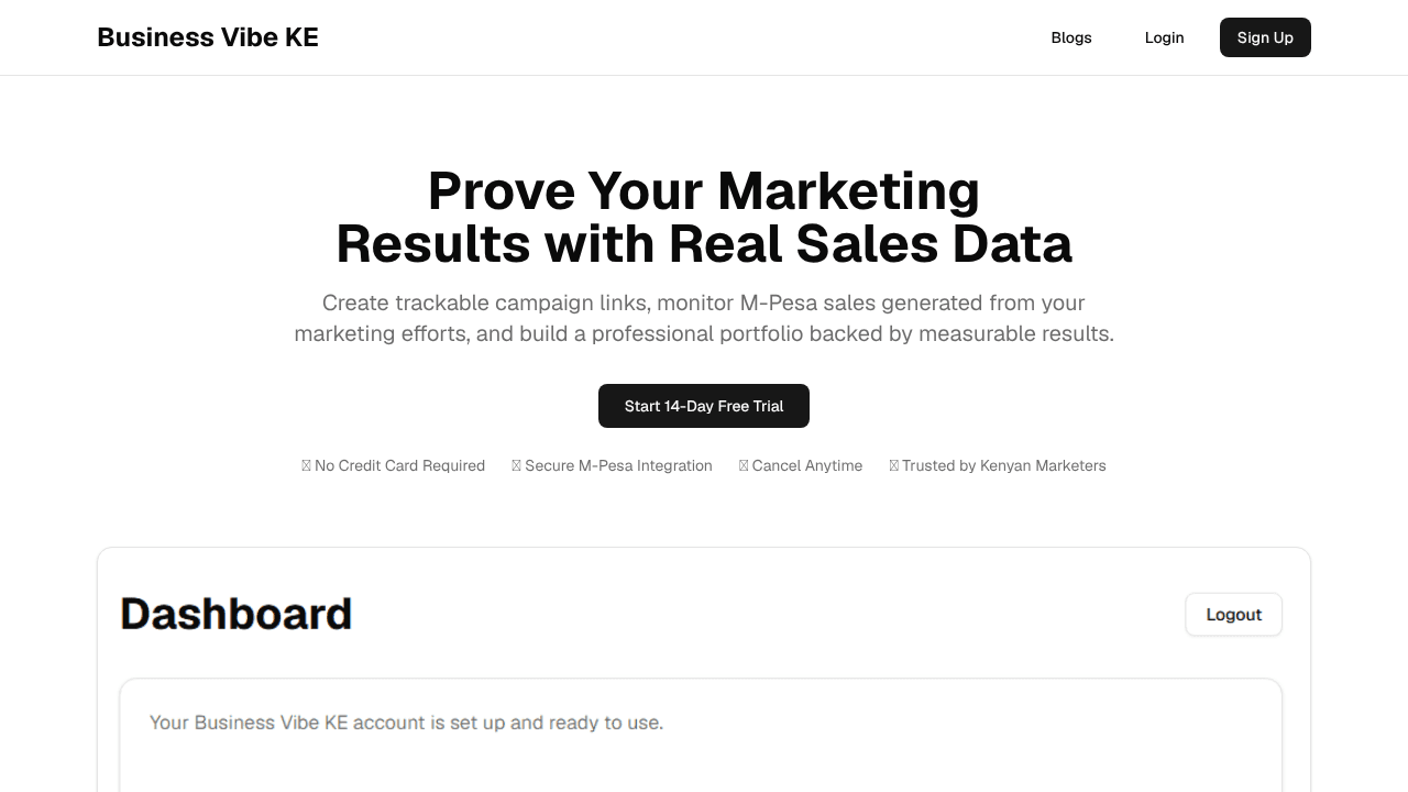Business Vibe KE website screenshot