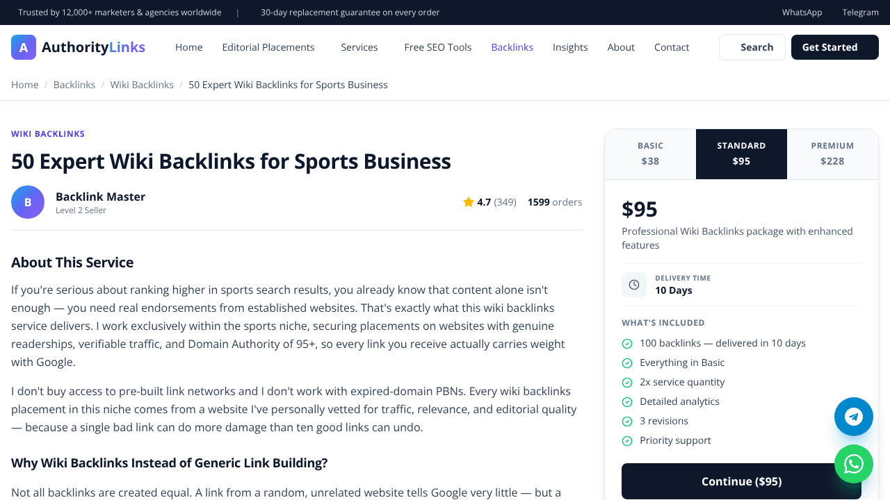 Buy Quality Backlinks website screenshot